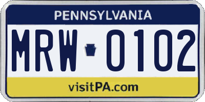 PA license plate MRW0102