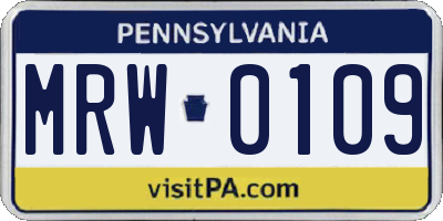 PA license plate MRW0109