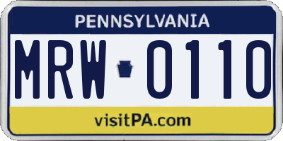 PA license plate MRW0110