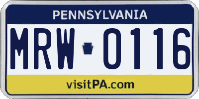 PA license plate MRW0116