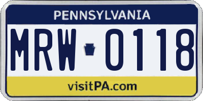 PA license plate MRW0118