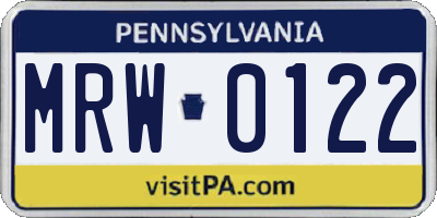 PA license plate MRW0122