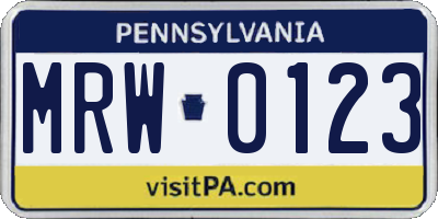 PA license plate MRW0123