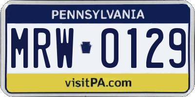 PA license plate MRW0129