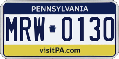 PA license plate MRW0130
