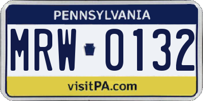 PA license plate MRW0132