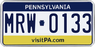 PA license plate MRW0133