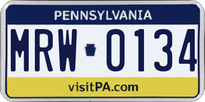 PA license plate MRW0134