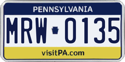 PA license plate MRW0135