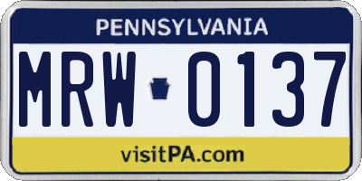 PA license plate MRW0137