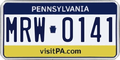 PA license plate MRW0141