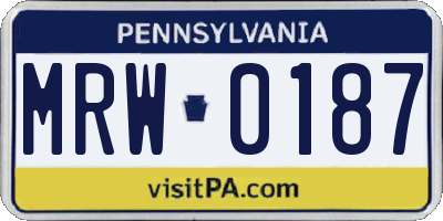 PA license plate MRW0187