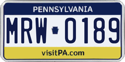 PA license plate MRW0189