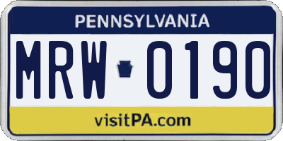 PA license plate MRW0190