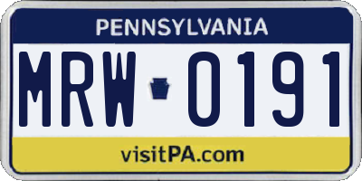 PA license plate MRW0191