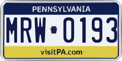 PA license plate MRW0193