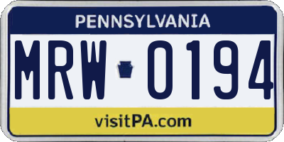 PA license plate MRW0194