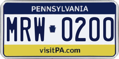 PA license plate MRW0200