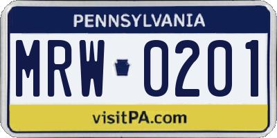 PA license plate MRW0201