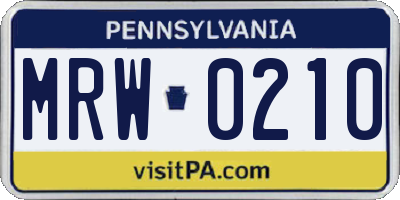 PA license plate MRW0210