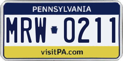 PA license plate MRW0211