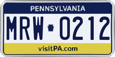 PA license plate MRW0212