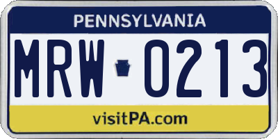 PA license plate MRW0213