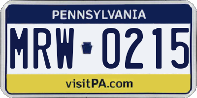 PA license plate MRW0215