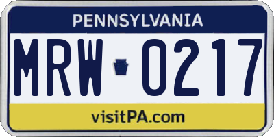 PA license plate MRW0217