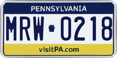 PA license plate MRW0218