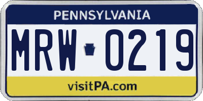 PA license plate MRW0219