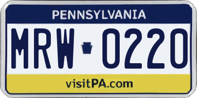 PA license plate MRW0220