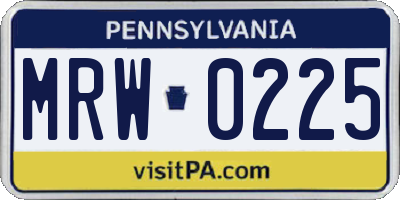 PA license plate MRW0225