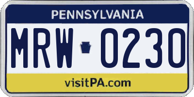 PA license plate MRW0230