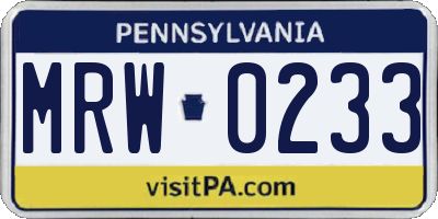 PA license plate MRW0233