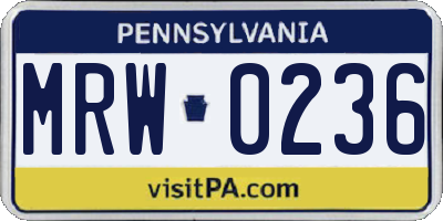 PA license plate MRW0236