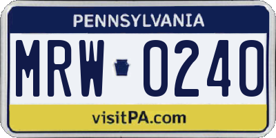 PA license plate MRW0240