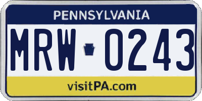 PA license plate MRW0243