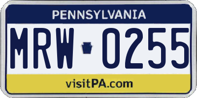 PA license plate MRW0255