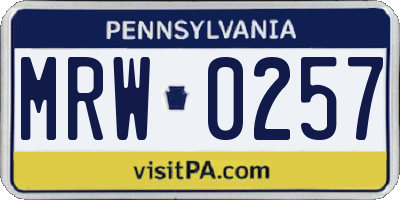 PA license plate MRW0257