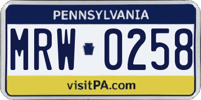 PA license plate MRW0258