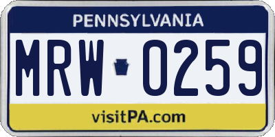 PA license plate MRW0259