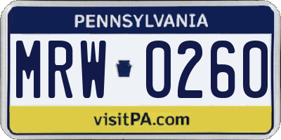 PA license plate MRW0260
