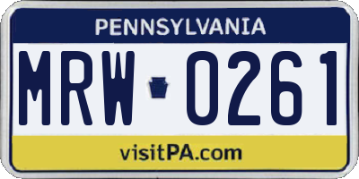 PA license plate MRW0261