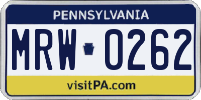PA license plate MRW0262