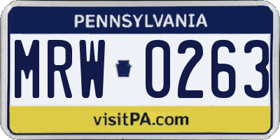 PA license plate MRW0263