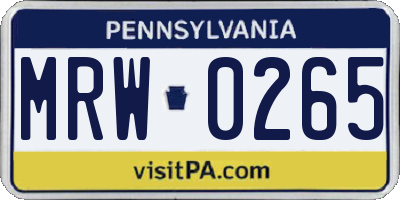PA license plate MRW0265