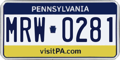 PA license plate MRW0281