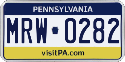 PA license plate MRW0282