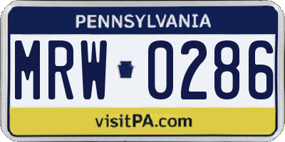 PA license plate MRW0286